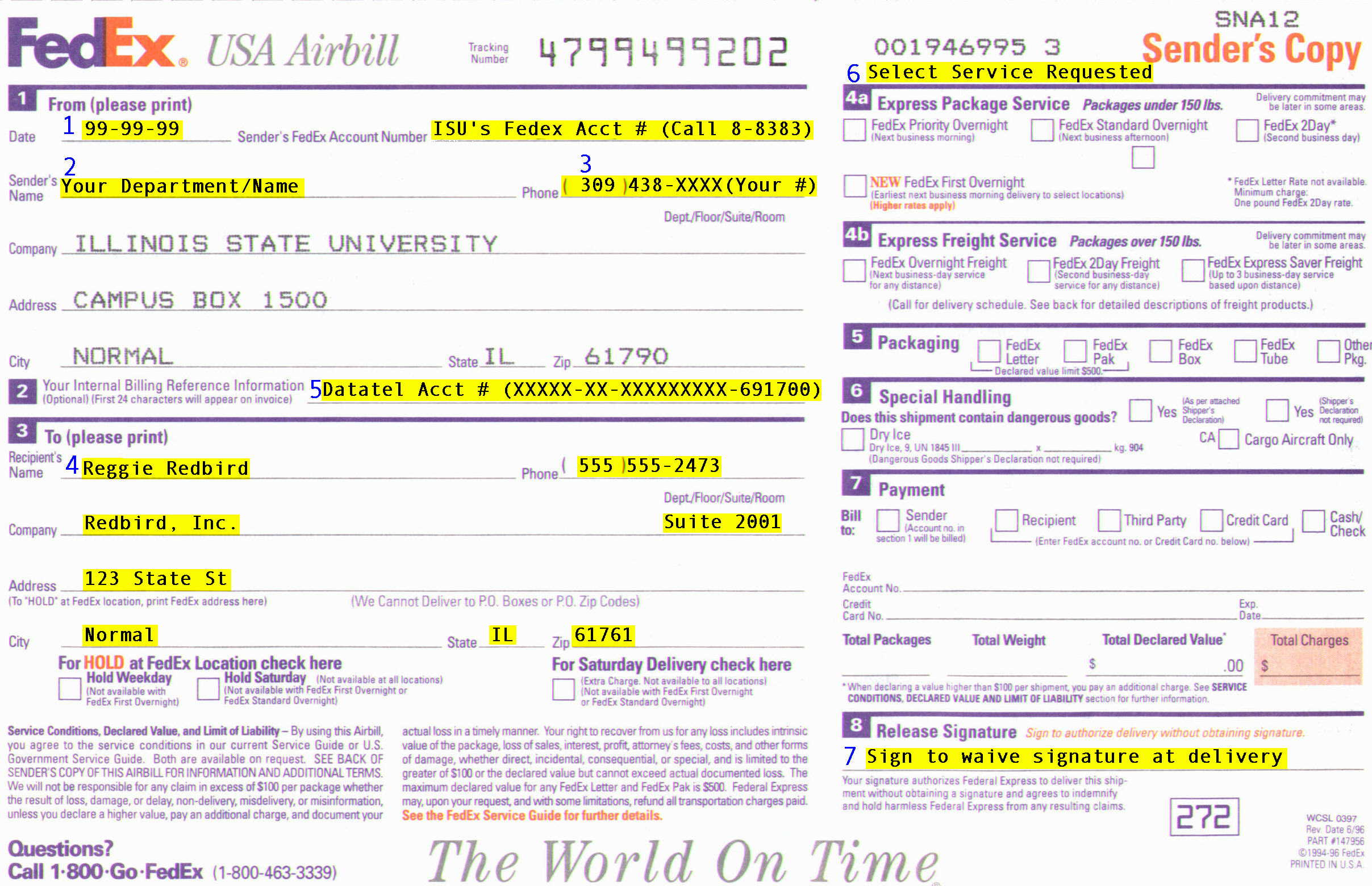 Example of the Fed Ex Airbill