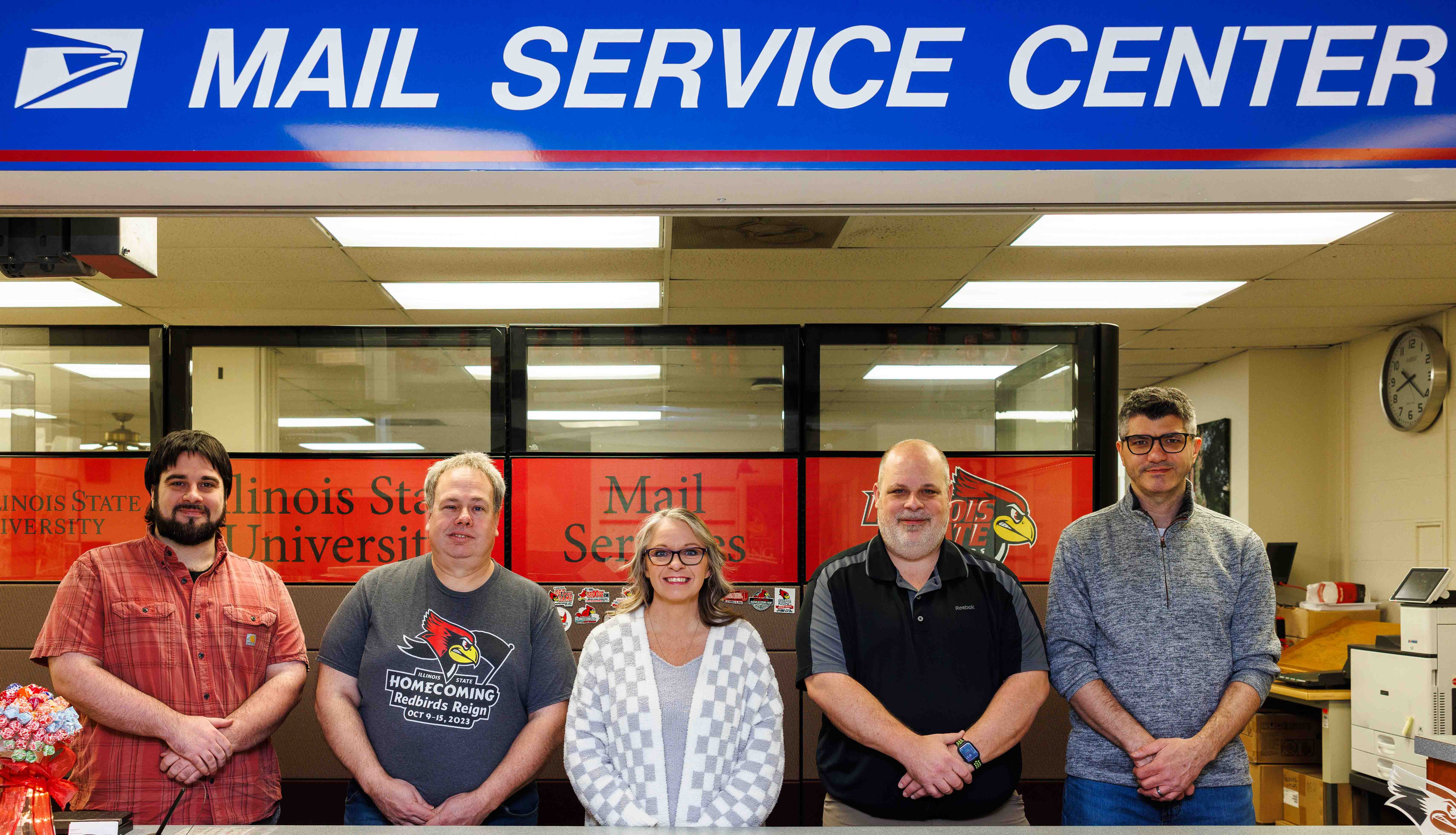 Mail Service employees posing